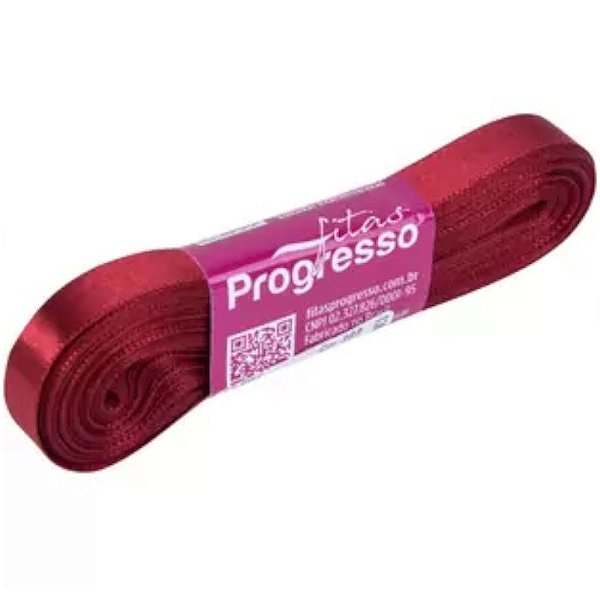 FITA DE CETIM PROGRESSO 7MM - 10M COR 389 VINHO - 01 UNIDADE - PROGRESSO