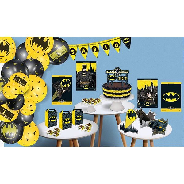 KIT FESTA SÓ UM BOLINHO FESTA BATMAN - CONTÉM 07 PRODUTOS - FESTCOLOR