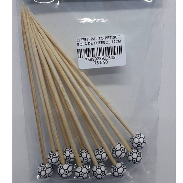 PALITO PARA  PETISCO BOLA DE FUTEBOL - 12 UNIDADES - FOX IMPORT