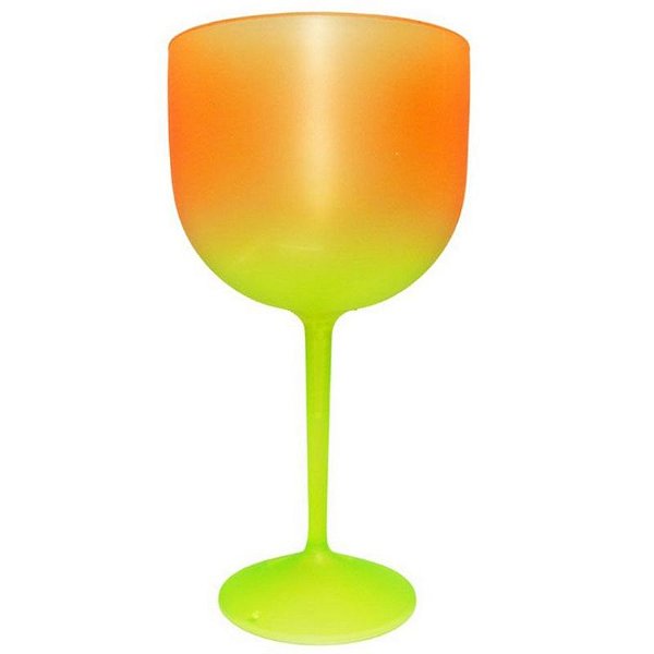 TAÇA DE GIN DEGRADE VERDE/LARANJA NEON - 01 UNIDADE - MAR PLÁSTICOS