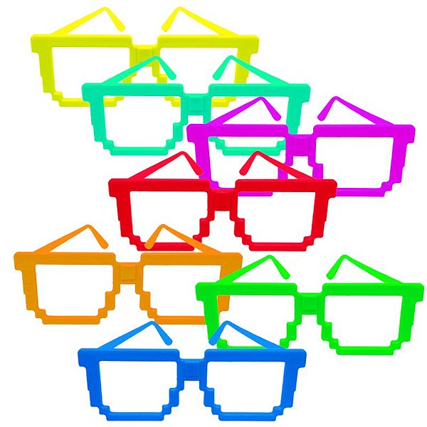 ÓCULOS  ATARI  NEON LUZ NEGRA - CONTÉM 10 UNIDADES - FESTA CHIC