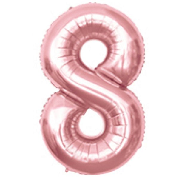 BALÃO DE NÚMERO METALIZADO ROSÊ - NÚMERO 8 16' 40CM - REF.: 8224 - MAKE+