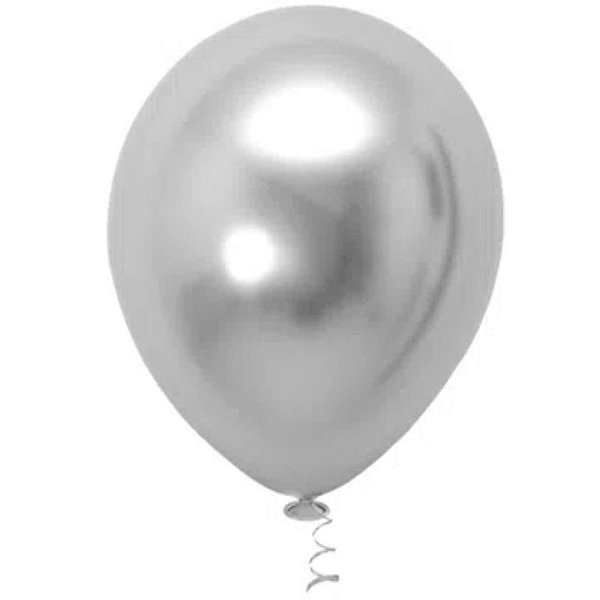 BALÃO PLATINO REDONDO 5" PRATA - 25 UNIDADES - PIC PIC