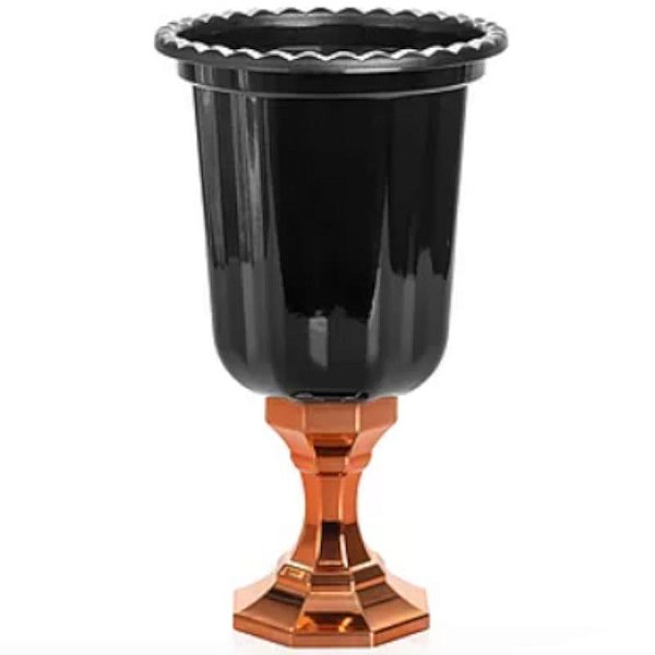 VASO LINHA DIAMANTE PRETO 23X13 - 850 ML -   BASE CROMADA ROSE GOLD - 01 UNIDADE - FESTPLASTIK