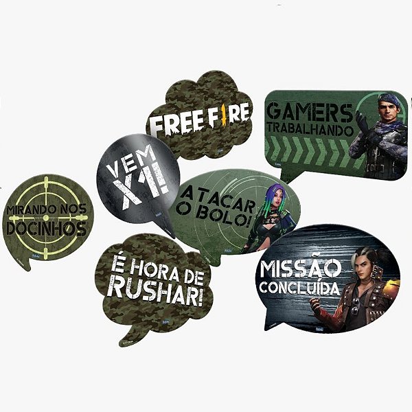 Kit Decoração Aniversário Personalizado com NOME e IDADE Free Fire