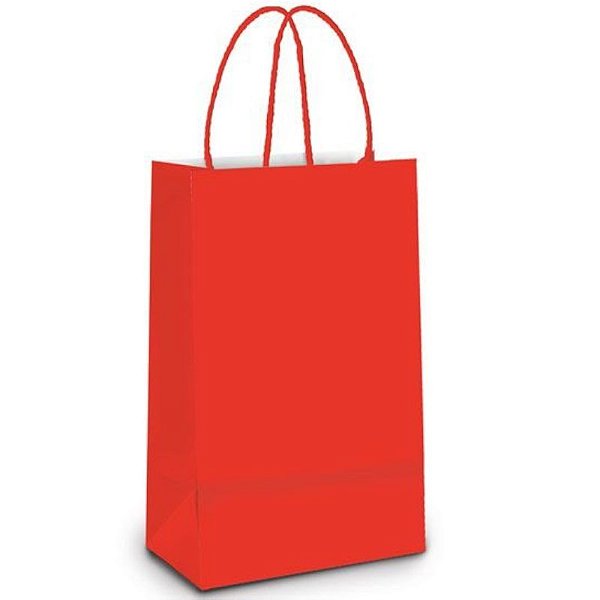 SACOLA DE PAPEL VERMELHA - TAM PP 18,0X9,0X22,0 CM - 10 UNIDADES - POZZA E BEMON