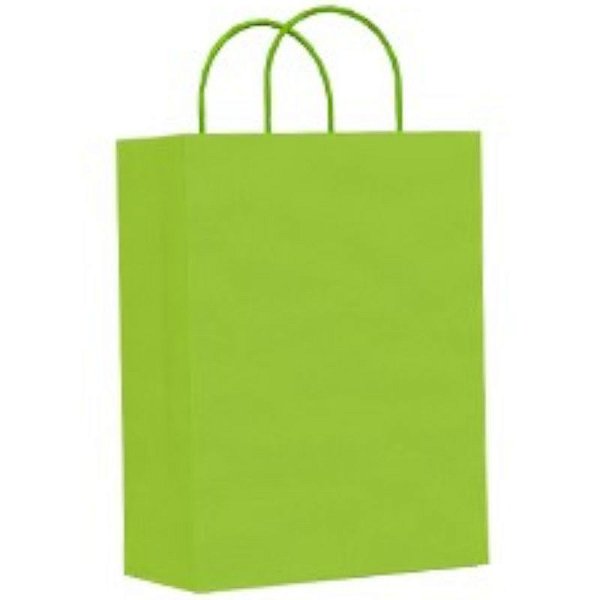 SACOLA DE PAPEL VERDE LIMÃO - TAM PP 18X9X22CM - 10 UNIDADES - POZZA E BEMON