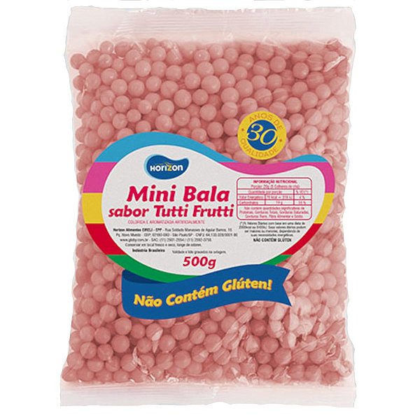 MINI BALA ROSA BEBÊ TUTTI FRUTTI -  500G - HORIZON