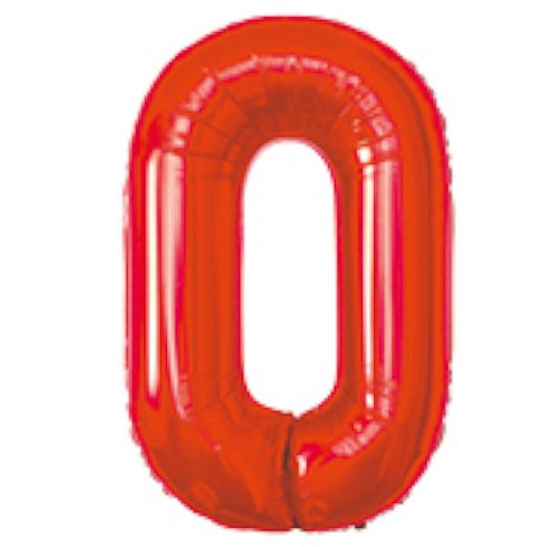 BALÃO METALIZADO NÚMERO 0 VERMELHO 16'' / 40 CM - 1 UNIDADE - REF.: 8102 - MAKE+