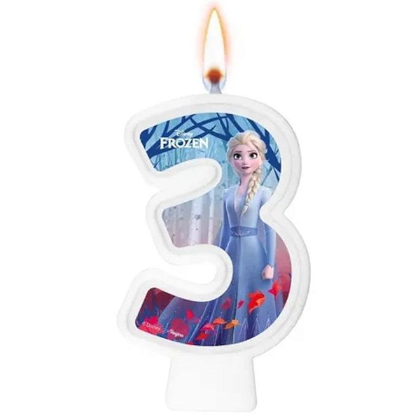 VELA ANIVERSÁRIO FESTA FROZEN 2 NUMERAL - NÚMERO 3 - 01 UNIDADE - REGINA FESTAS