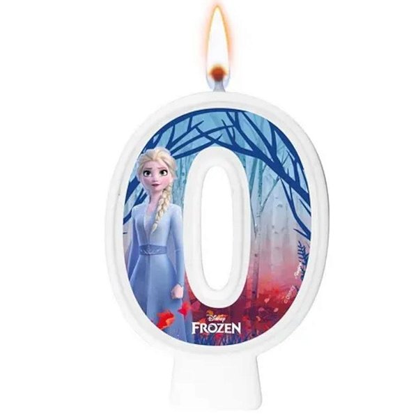 VELA ANIVERSÁRIO FESTA FROZEN 2 NUMERAL - NÚMERO 0 - 01 UNIDADE - REGINA FESTAS