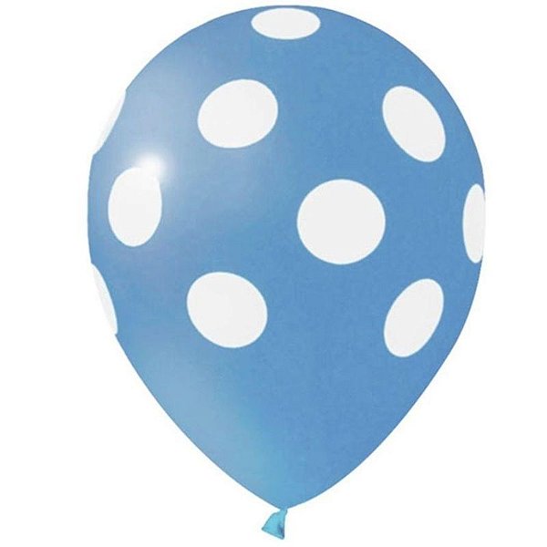 BALAO DECORACAO BOLINHA 10" - 25X1 - AZUL CLARO COM BRANCO - 25 UNIDADES - PICPIC