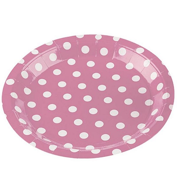 PRATO PAPEL POA ROSA BEBE - 10 UNIDADES - 18 CM - SILVER FESTAS