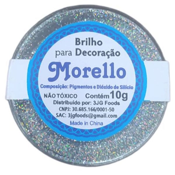 BRILHO  PARA DECORAÇÃO HOLOGRAFICO PRATA - 10G - MORELLO