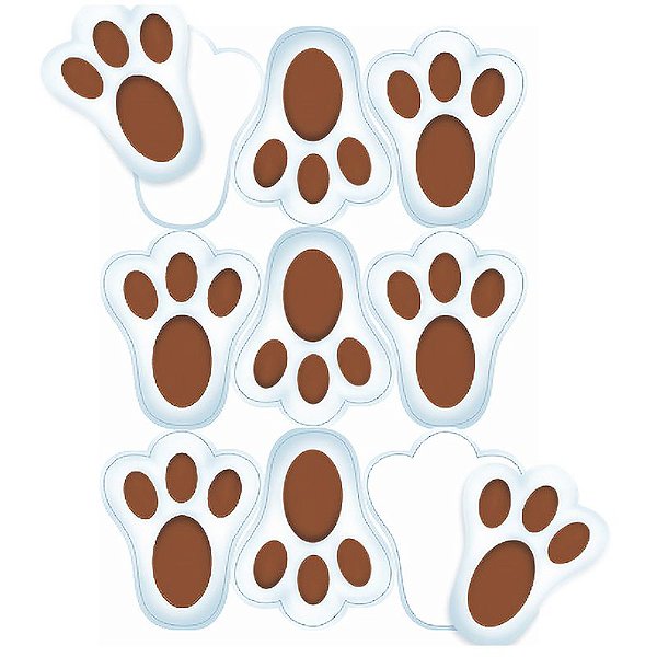 ADESIVO PÉ DE COELHO MARROM - PÁSCOA - COM 9 UNIDADES - FESTA MALUCA