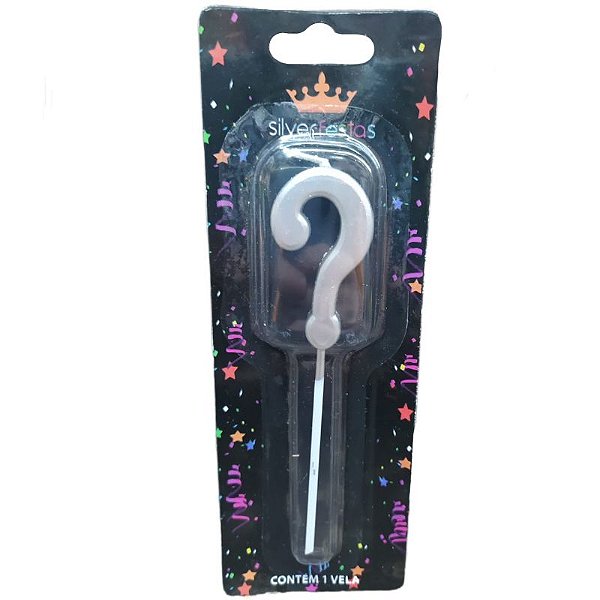 VELA DE ANIVERSARIO NÚMERO "?" PRATA - CONTÉM 01 UNIDADE - SILVER FESTAS