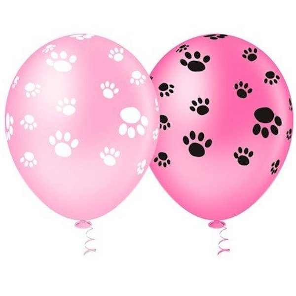 BALÃO PEGADAS DE CAHORRO DOG - ROSA BABY / ROSA FORTE  10" - DE LATEX - COM 25 UNIDADES - PIC PIC