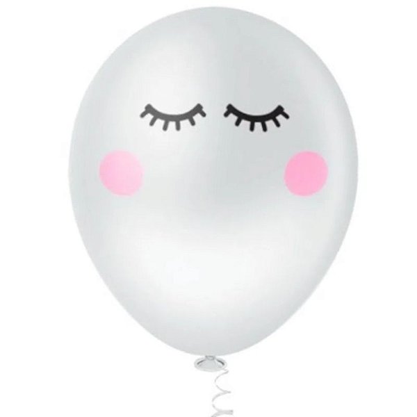BALÃO OLHINHOS BRANCO 10" - DE LATEX - COM 25 UNIDADES - PIC PIC