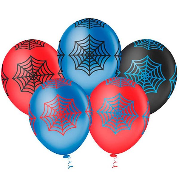 BALÃO TEIA DE ARANHA SORTIDO - HOMEM ARANHA 10" - DE LATEX - COM 25 UNIDADES - PIC PIC