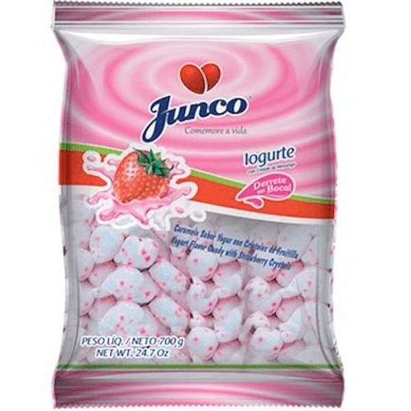 BALA COCO COM IOGURTE E CRISTAIS DE MORANGO - 700G - JUNCO