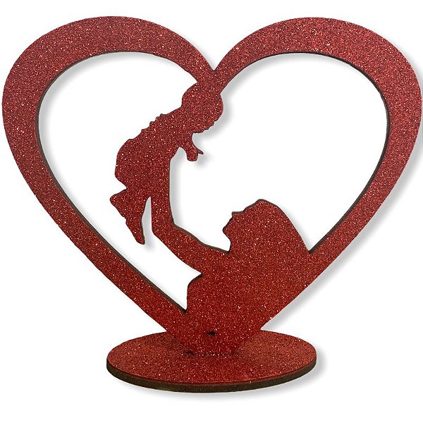 DECORAÇÃO DE MESA MDF - DIA DAS MÃES - VERMELHO - 17 X 20 CM - MAKE FESTAS