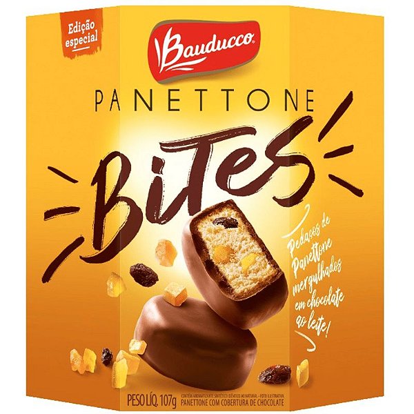 PANETTONE BAUDUCCO BITES COM COBERTURA DE CHOCOLATE  107G - BAUDUCCO