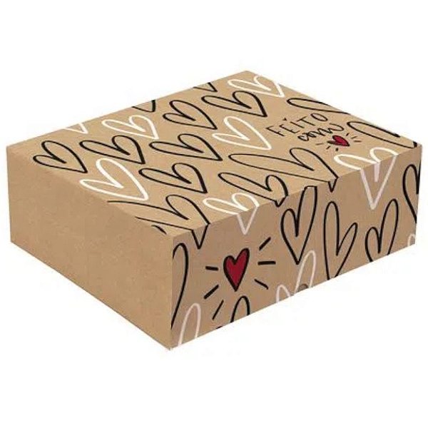 CESTA NA CAIXA FEITA COM AMOR - TAM M  33X23X10CM  - COM 01 UNIDADE - CROMUS