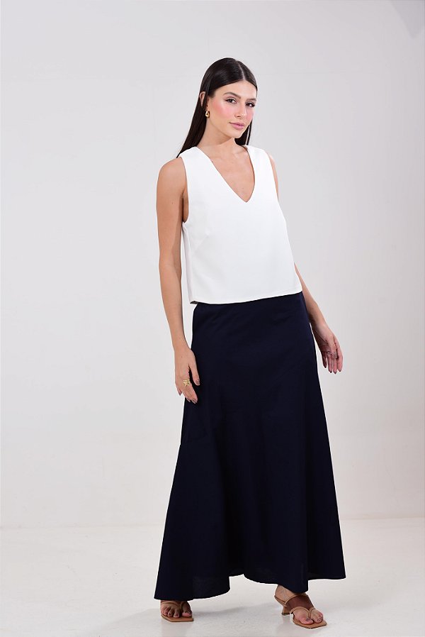 Saia Midi Azul Marinho