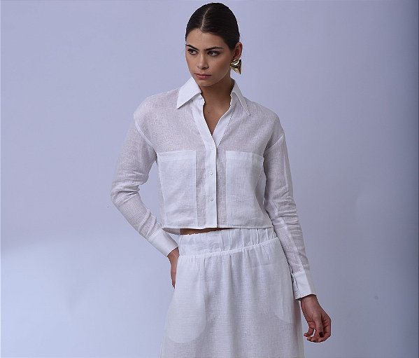 Camisa Cropped Cambraia