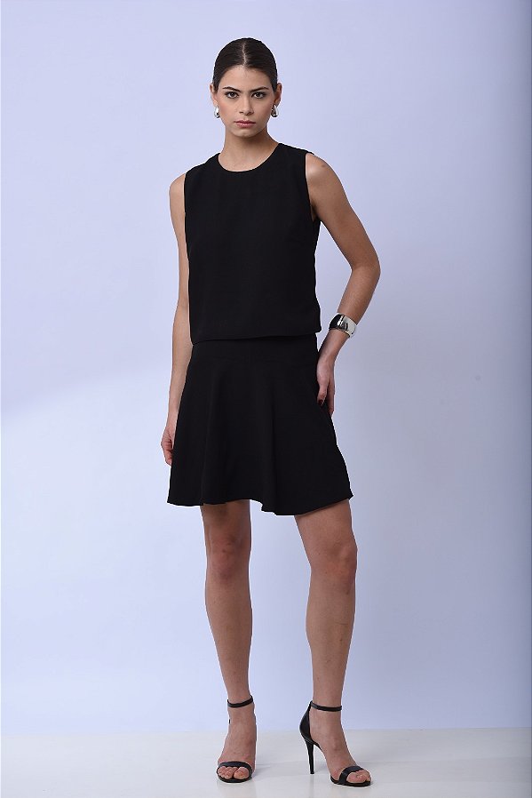 Saia de Crepe Patou Preta