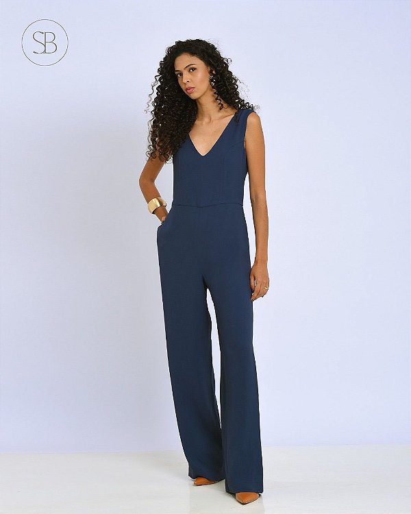 Macacão Longo Azul Marinho