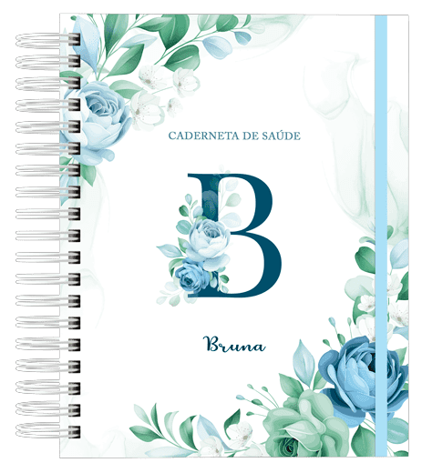 Caderneta de Saúde -  Floral Azul