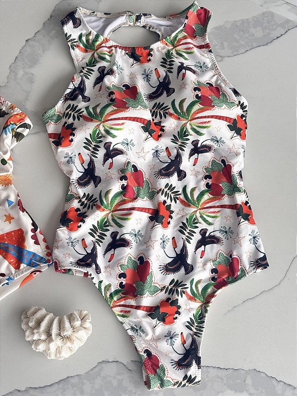 Maiô estampado Meio fio Caju