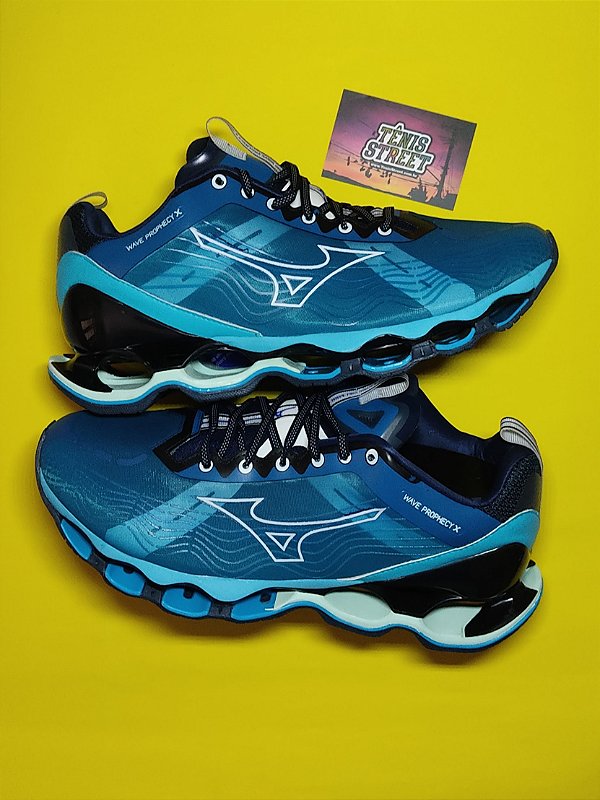 T nis Mizuno Wave Prophecy X Azul Preto tenis.street