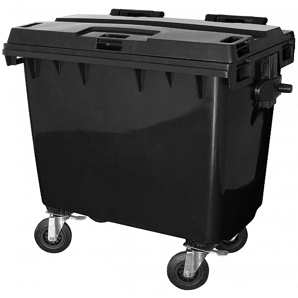 Contentor de Lixo com Rodas 660 Litros Preto
