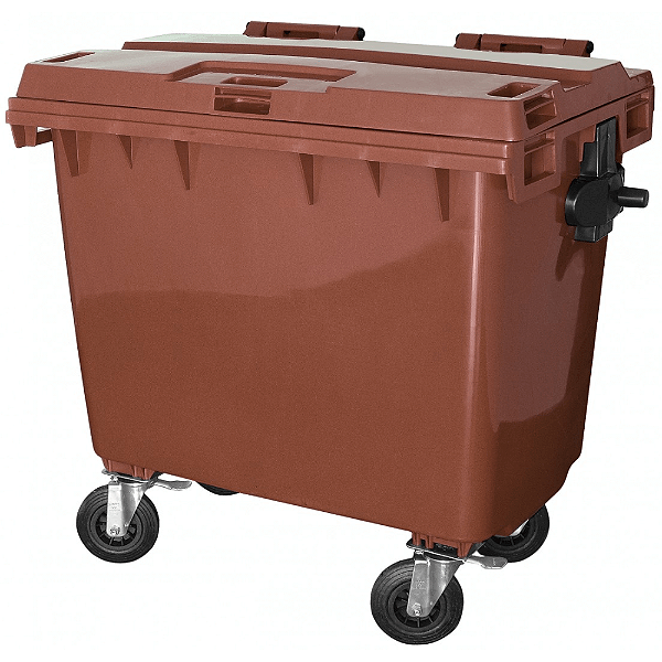 Contentor de Lixo com Rodas 660 Litros Marrom