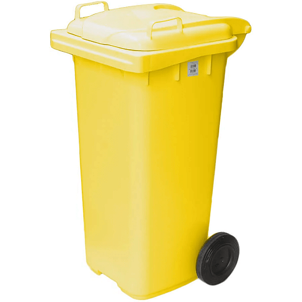 Contentor de Lixo com Rodas 120 Litros Amarelo