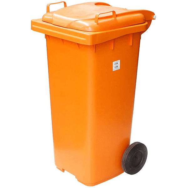Contentor de Lixo com Rodas 120 Litros Laranja
