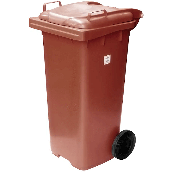 Contentor de Lixo com Rodas 120 Litros Marrom