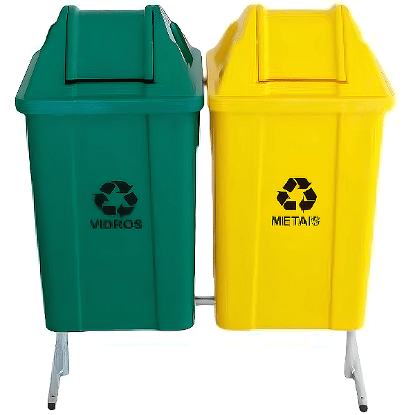 Conjunto para Coleta Seletiva com 2 Lixeiras de 60 Litros