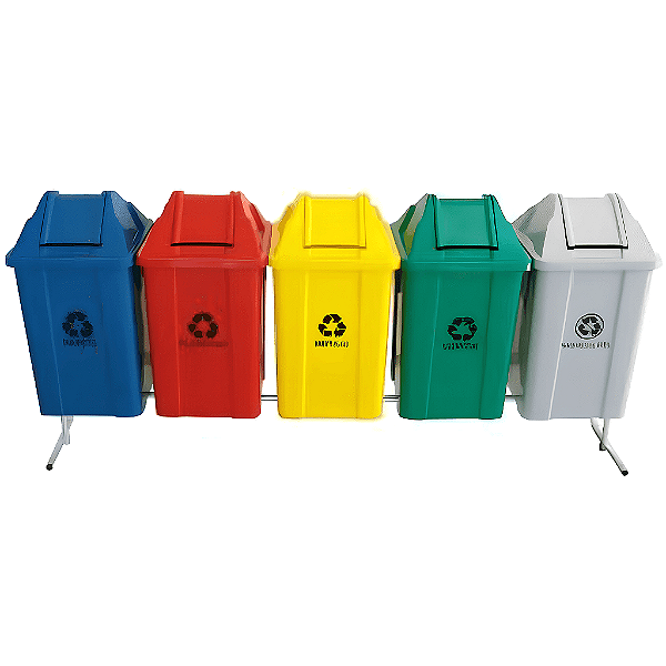 Conjunto para Coleta Seletiva com 5 Lixeiras de 100 Litros