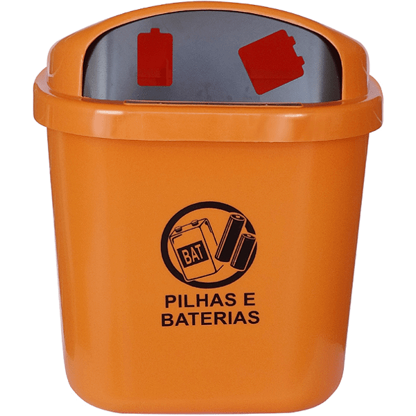 Lixeira Plástica para Descarte de Pilhas e Baterias 40 Litros Laranja