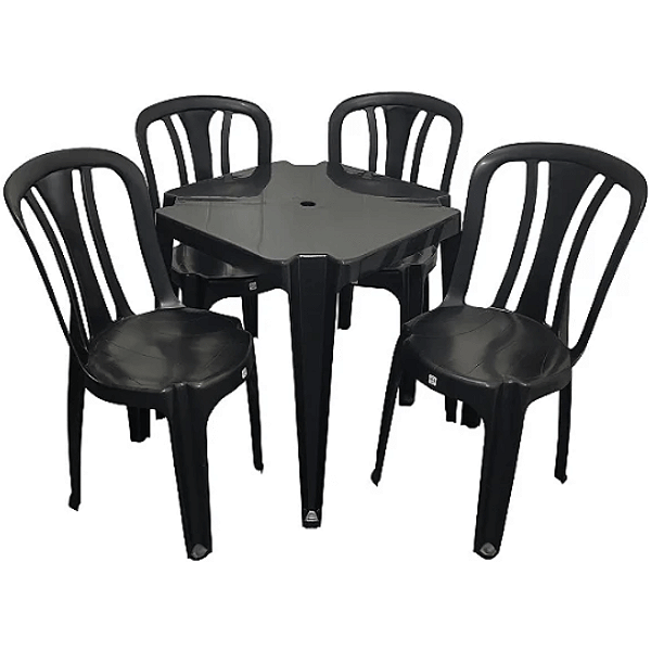 Conjunto de Mesa com 4 Cadeiras Arcos Preta