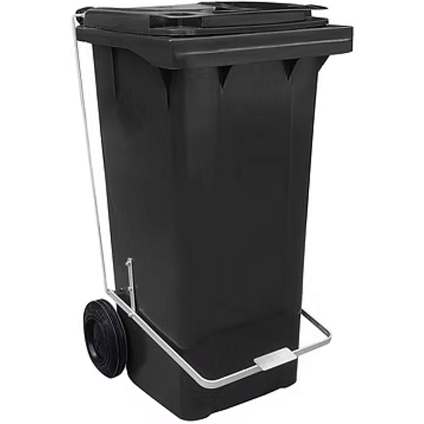 Contentor de Lixo com Rodas e Pedal 120 Litros Preto