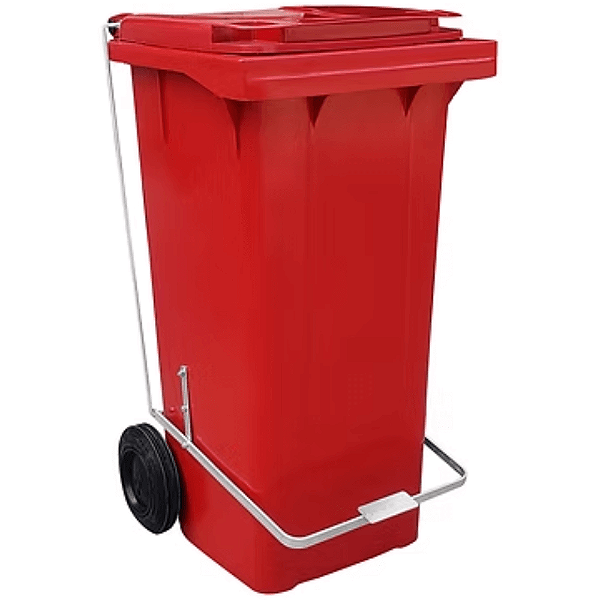 Contentor de Lixo com Rodas e Pedal 120 Litros Vermelho