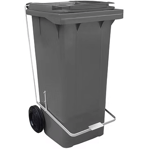 Contentor de Lixo com Rodas e Pedal 120 Litros Cinza