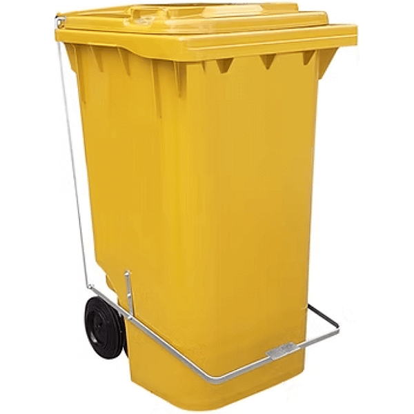 Contentor de Lixo com Rodas e Pedal 240 Litros Amarelo