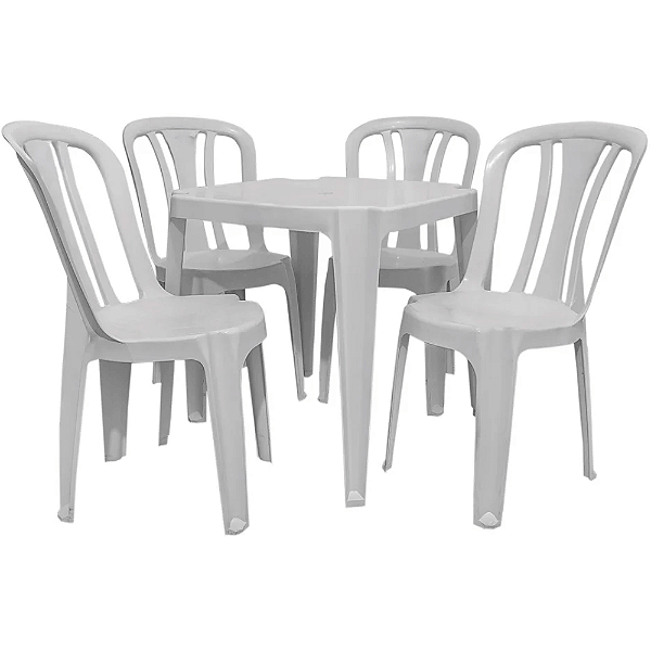 Conjunto de Mesa com 4 Cadeiras Arcos Branca