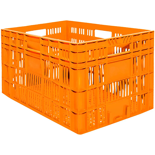 Caixa Plástica Agrícola Vazada 60 Litros Laranja