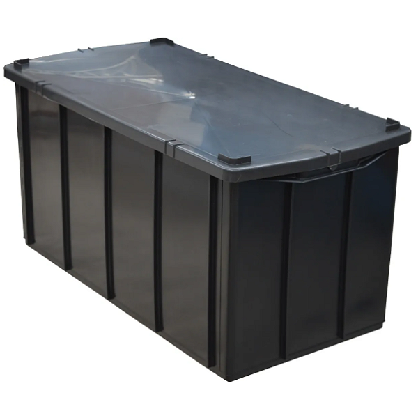 Caixa Plástica Empilhável 70 Litros Preta com Tampa